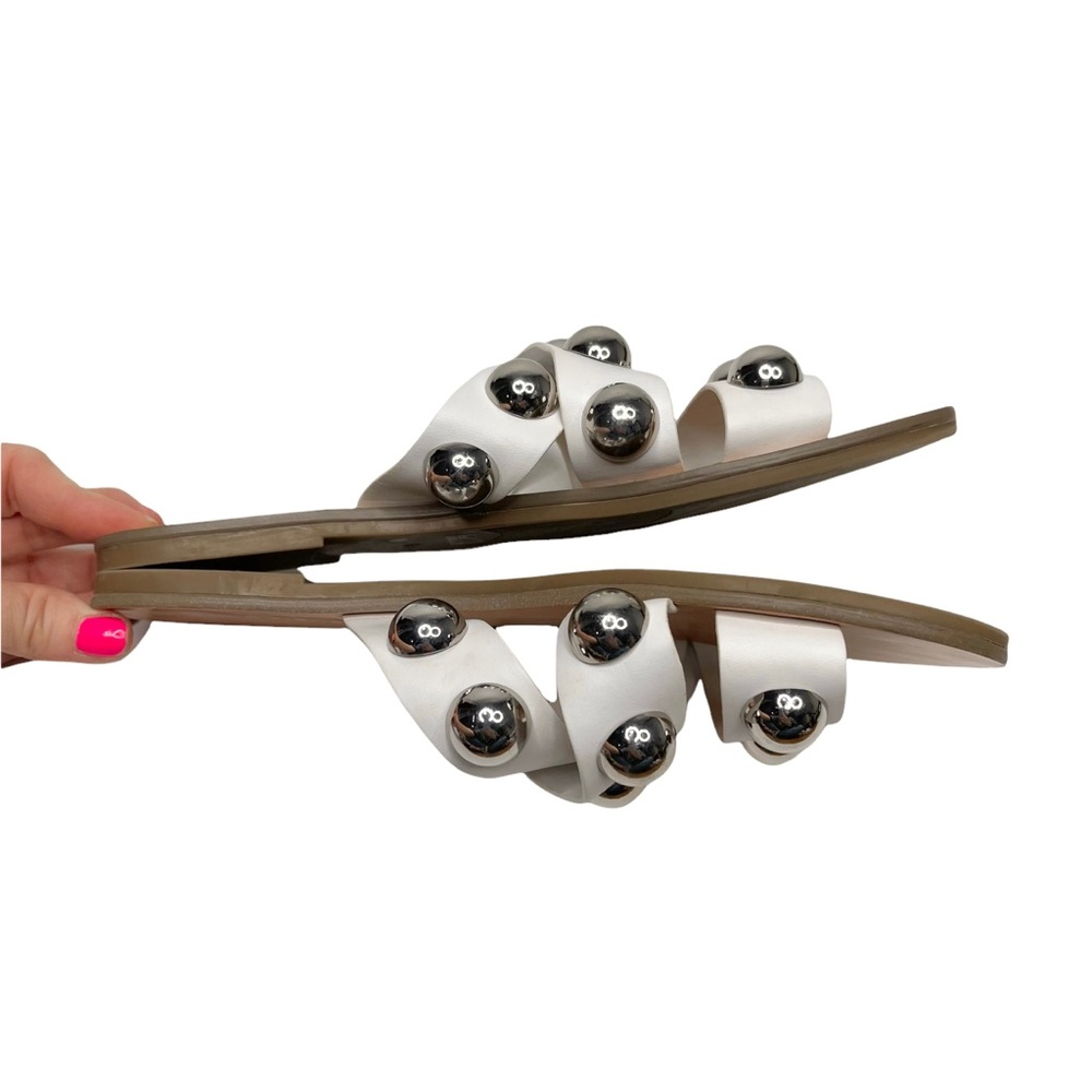 Marc Fisher Bryte White Studded Sandals - Picture 4 of 9